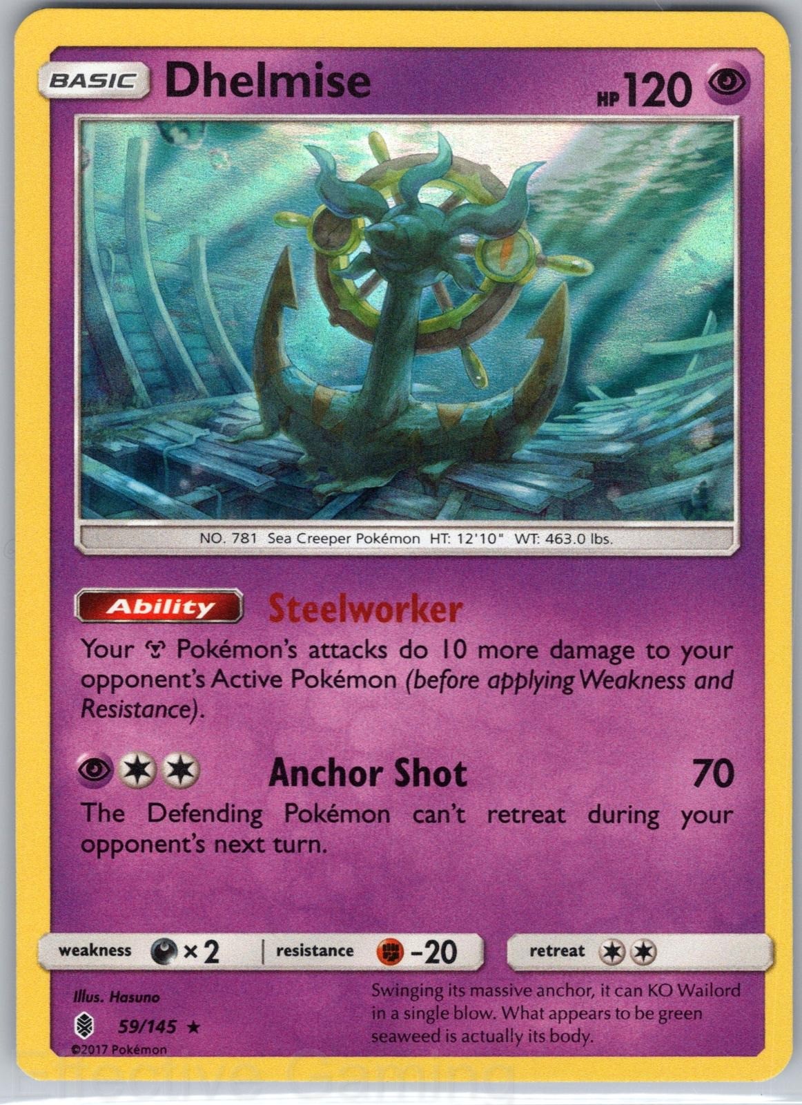 Dhelmise 59/145 Holo Rare Guardians Rising Pokemon NM