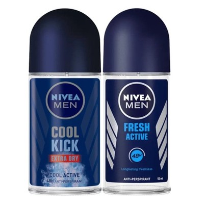 Nivea Roll-On Deodorant Variety Pack   Cool Kick 50 ml & Fresh Active 50 ml