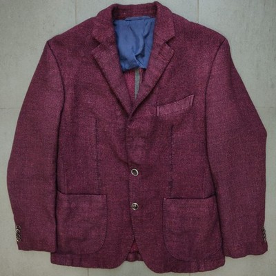 Baldessarini Maroon Loro Piana Linen Tweed Wool Silk Sport Coat Blazer 50