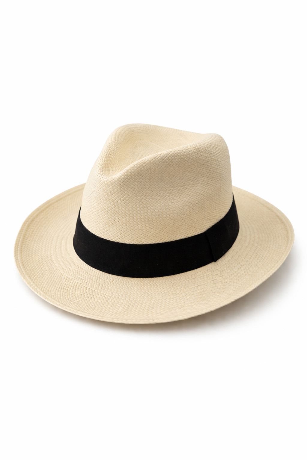 Sombrero de Panamá Unisex 100% Paja Toquilla Natural Negro Banda Talla 57cm