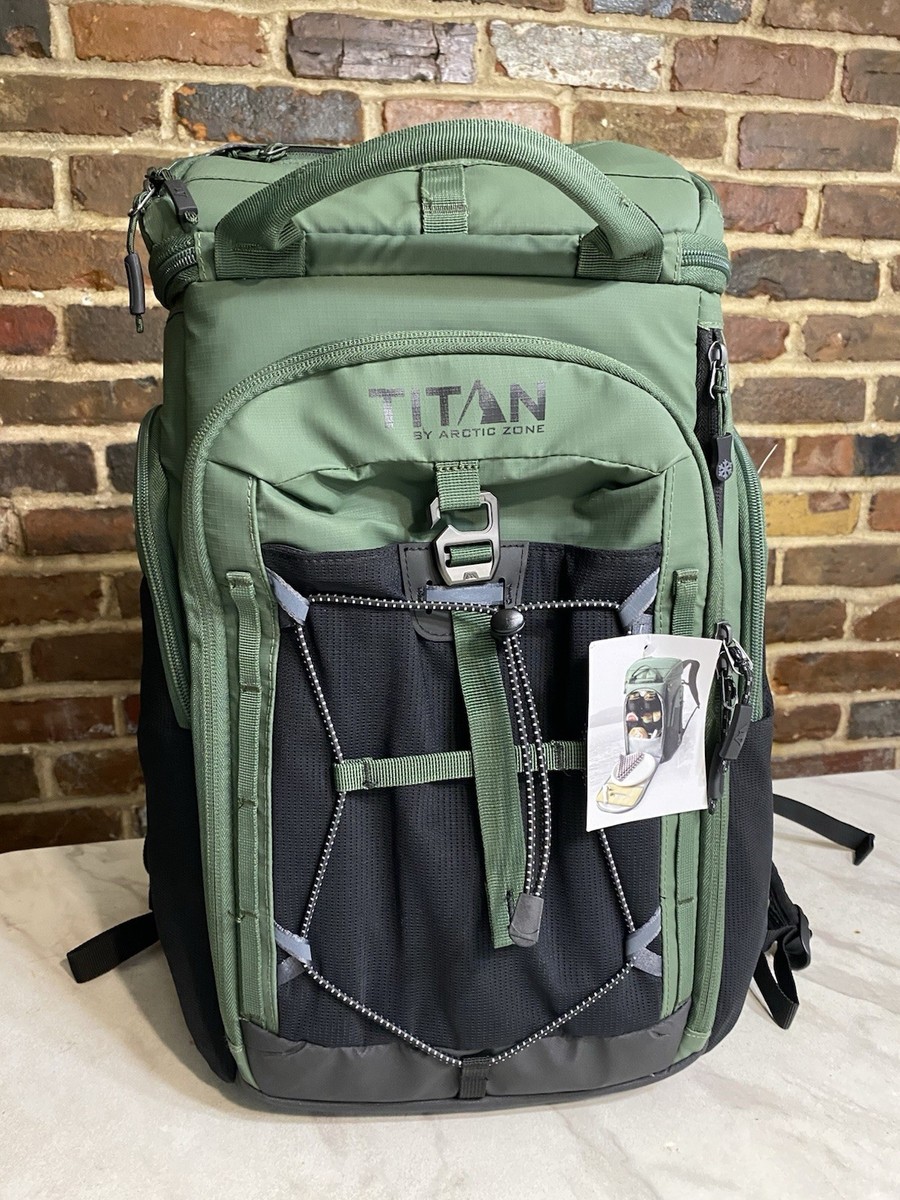Titan Deep Freeze 26 Can Backpack Cooler, Bag Insulated Leak Proof  Green/Black