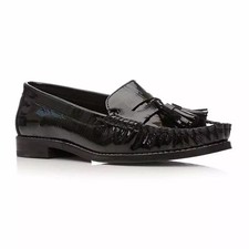 Image of Moda in Pelle Falconi Womens UK 3 EU 36 Black Patent Leather Loafers Flats Shoes
