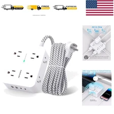 Stylish Surge Protector Power Strip - 8 Outlets, USB-A & USB-C for Fast Charge