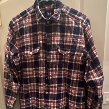 Proper Cloth Men's Plaid Flannel Button-Down Shirt Navy Red White Cotton 16-38