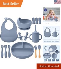 Silicone Baby Feeding Set 14 Pcs,Baby Led Weaning Supplies, Baby Spoons Sucti...