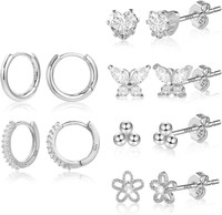 6/12 Paar Multipack Ohrringe Silber 925 Creolen Gold Ohrstecker Kleine Set