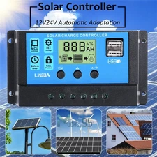 30A PWM Solar Charge Controller, 12V/24V Solar Panel Regulator for AGM Lithium
