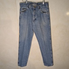 Vtg 1990s Wrangler Light Wash Blue Jeans Western Made In USA 34x31 Straight Leg