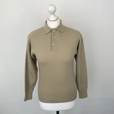 United Colours Of Benetton Collared Jumper Beige Angora Lambs Wool Ladies Small