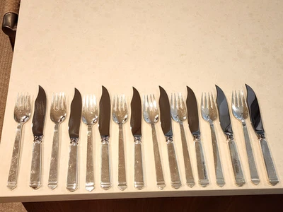 Tiffany and Co Sterling Silver Hamilton Fish Fork & Knife Set of