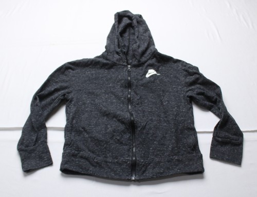 Nike Unisex Kid's Sportswear Full Zip Long Sleeve Hoodie EH6 Black Heather Small