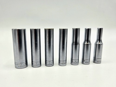 #ad VINTAGE CRAFTSMAN 6 Point 1 4” DRIVE SAE V SERIES 7 Piece Socket Set USA $36.00