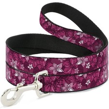 Pet Leash, 6 Feet Long, 1 Wide, Hibiscus Collage, Pink Shades, Floral, Dog