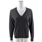 Brooks Brothers Extra Fine Merino Wool V Neck Sweater Womens Size Large Gray