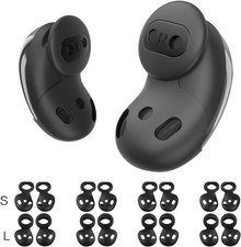  8 Pairs Galaxy Buds Live Ear Tips - Anti-Slip Silicone Cover 8 Pairs - Black