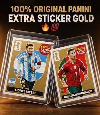 Cristiano Ronaldo and Lionel Messi PaniniFIFA World Cup 2026 Extra Sticker GOLD