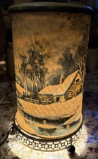 Vintage RARE 1957 Econolite Motion Lamp Christmas Winter Snow Fall Church Bridge