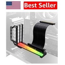Black Vertical Graphics Card Holder with RGB LED Effects High-Quality Riser