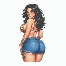 Pinup Girl Anime Sticker Vinyl Decal Corset Busty Cheeky Sexy Seductive Llll