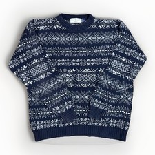 Vintage Bill Blass Sweater Knit Men’s SIZE L Winter Style Crewneck Pullover HOLE