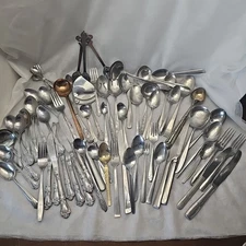 Mixed Lot 78 Pieces Stainless Flatware Mismatched Pieces 6 Lbs 10 Oz