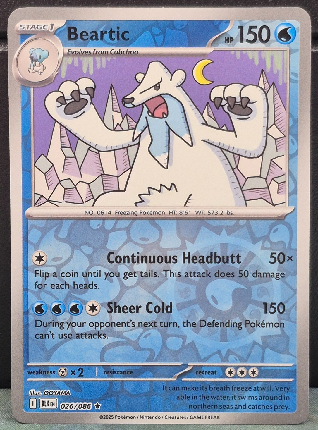 Beartic 026/086 Reverse Holo Rare Black Bolt Pokemon Near Mint Card Game TCG NM