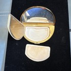 Vtg Coro Pegasus Gold Tone Demilune Powder Compact Half Moon Mirror Case Flowers — photo 7