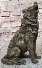 Large Howling Wolf German Shepherd Bronze Sculpture Statue Figurine Figure SALE
