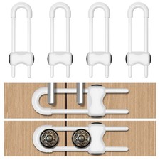 Baby Cabinet Locks UShape 4 Pack White SpaceSaving for Child Safety