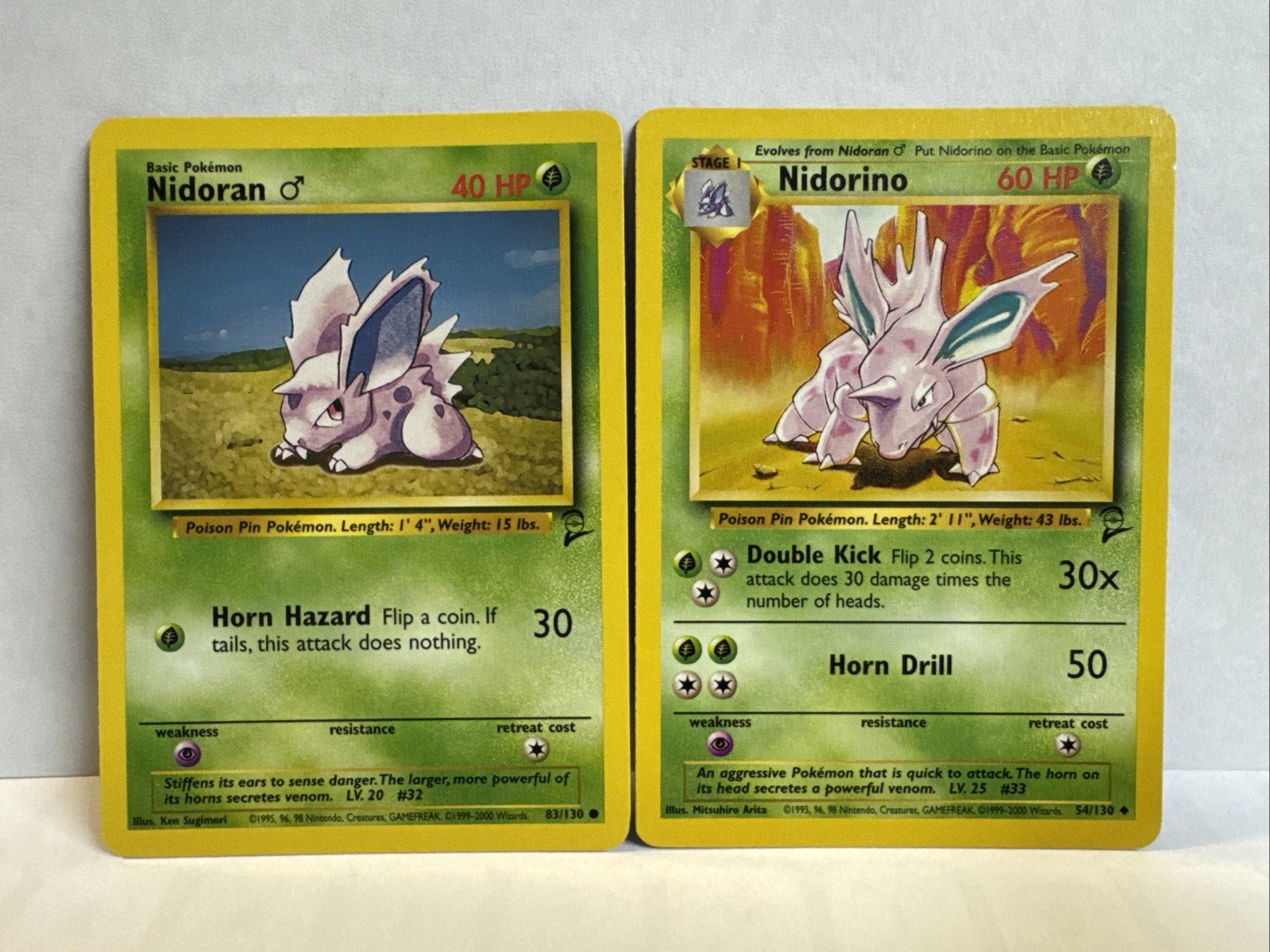 Pokémon TCG Nidoran And  Nidorino Base Set 2  Unlimited Common