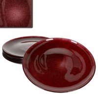 6X Suez Speiseteller Ø27Cm Glas Rot 6 Pers Goldglitzer Essteller Weihnachten