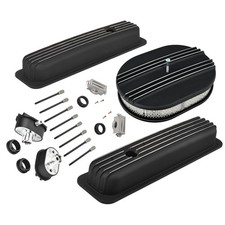 For Sbc Chevy 327 350 87-97 Black Short Valve Cover 12 Air Cleaner Breather