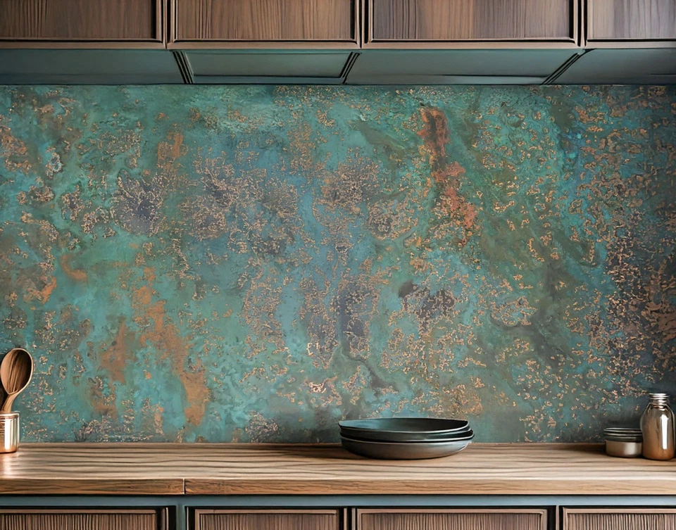 Panel de salpicadero de cobre real - Arte de pared de metal hecho a mano decoración de cocina Foto 4 de 4