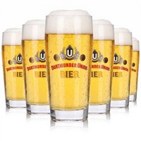 6X Dortmunder Union Bier Glas 0,25L Willi Becher Roter Schriftzug (6Er Set)