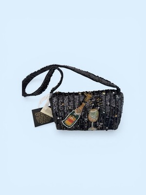 From India to You CHAMPAGNE TOAST Raven hand-beaded and sequence Shoulder bag