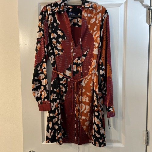 Donna Morgan dress Size 10 Black Burgundy Orange Multi Shaped Pattern