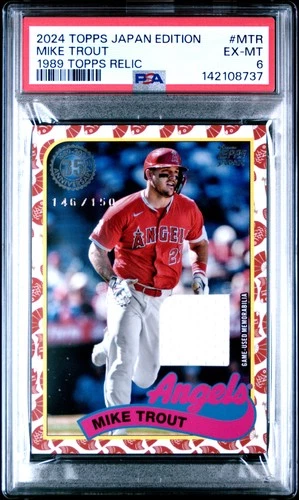 2024 TOPPS BB JAPAN ED 1989 TOPPS RELIC CARDS #MTR MIKE TROUT 146/150 PSA 6