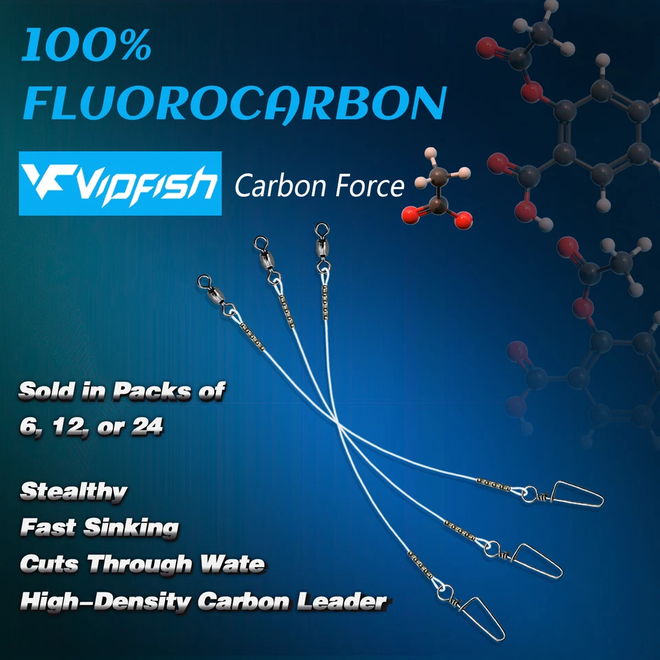 Líder de fluorocarbono de pesca con grúa giratoria y broches de presión - Resistente 20-80 lb Foto 4 de 4
