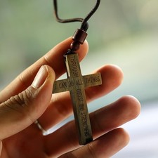 Handmade Wooden Cross Car Charm, Rearview Mirror Accessory, New Driver Gift