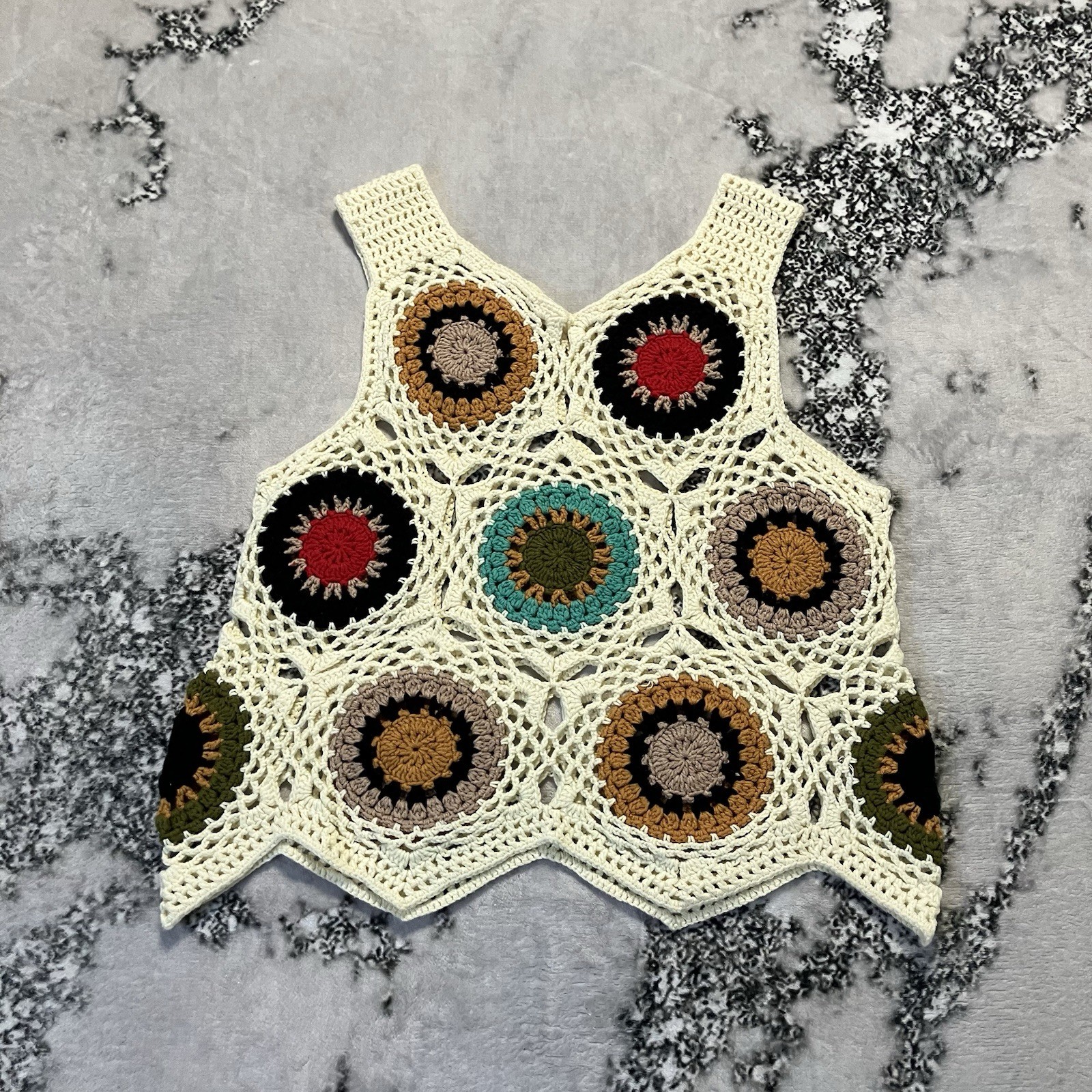 Top Crochet Patchwork Granny Square Boho Hippie F… - image 5