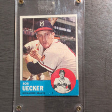 Topps 1963 Bob Uecker Rookie Base Set #126 Milwaukee Braves Baseball Card. rookie card picture