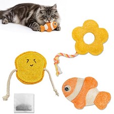 Natural Loofah Cat Chew Toys, 3 Pack Dental Teething Toys for Indoor Cats  1...