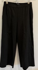 Eileen Fisher Washable Flex Ponte Wide Leg Pant Easy Fit Crop Length Black S