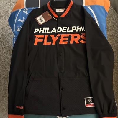 NWT Men s Medium Philadelphia Flyers Mitchell And Ness Mesh Bloc Coach s Jacket
