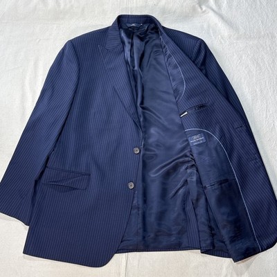 Brooks Brothers Regent Fit Blazer 46R Blue Stripes Wool Tollegno 1900 Fabric