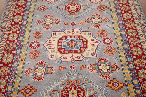 Traditional Light Blue Wool Floral Oriental Handmade Super Kazak Area Rug 5x7 ft - Picture 4 of 12