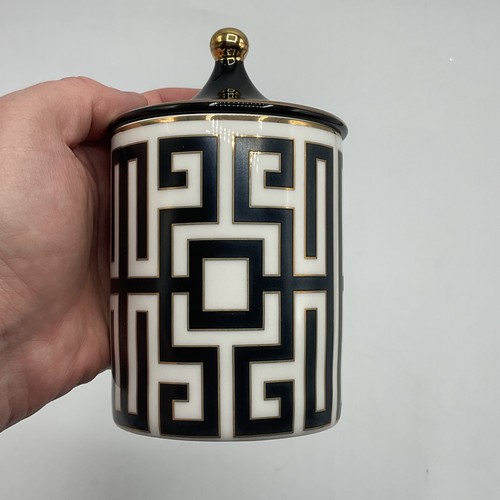 "Piccolo barattolo con coperchio farmacista ceramica bianco e nero moderno geometrico 5"" - Foto 2 di 6
