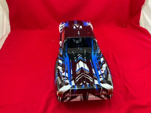 for TRAXXAS STAMPEDE BLUE BLACK WHITE BODY with clips XL-5 VXL 4X4 2WD decals - Picture 3 of 4