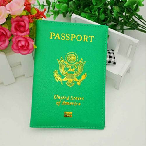 Leather Passport Holder Cover Travel case Wallet USA Emblem Gold - Picture 9 of 17