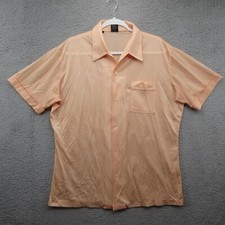 Joel Cal Made Vintage Disco Short Sleeve Polka Dot Shirt Mens XL Peach Polyester